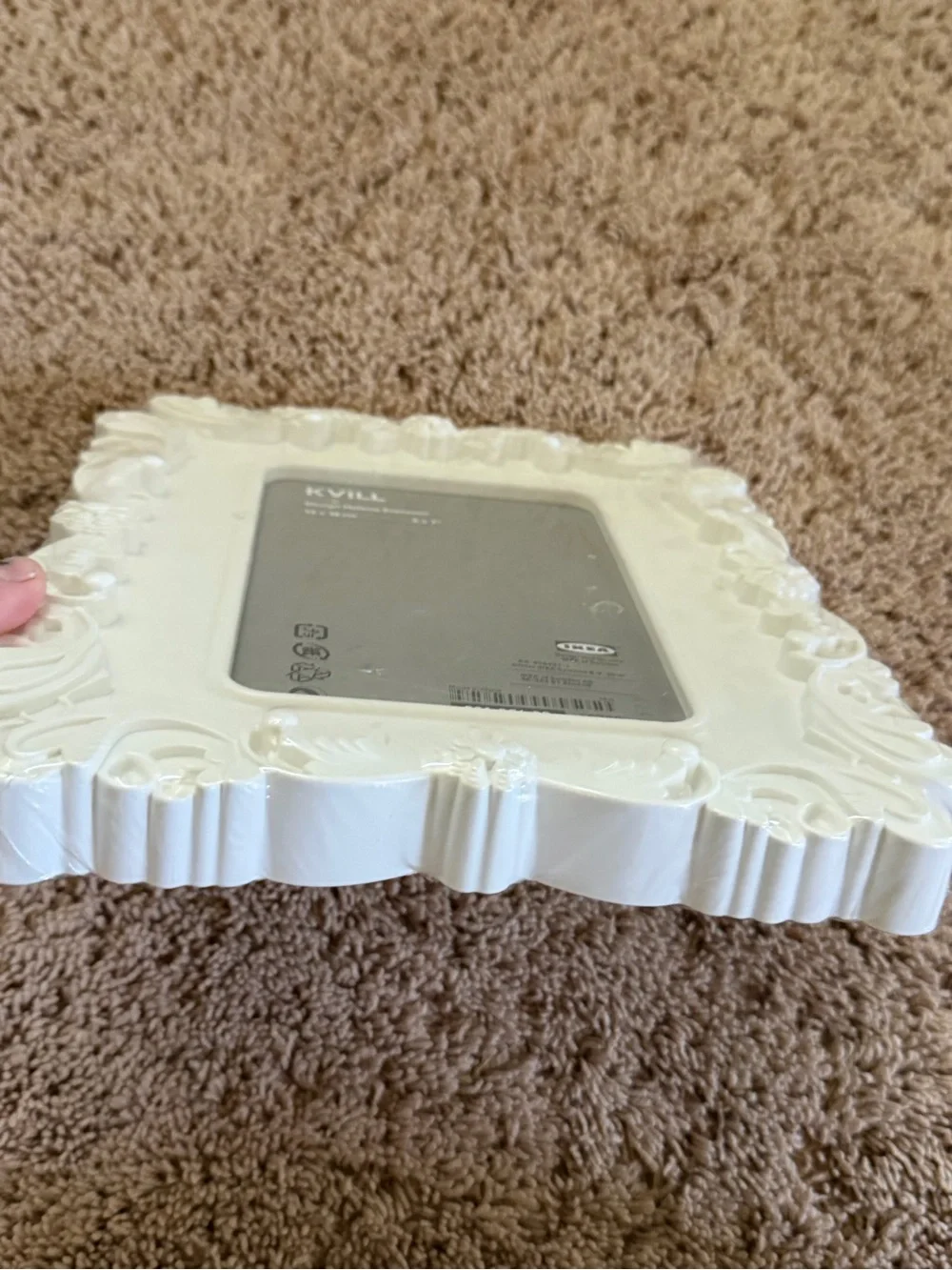 New in plastic IKEA KVILL Ornate White floral scroll Picture Frame 5x7 white